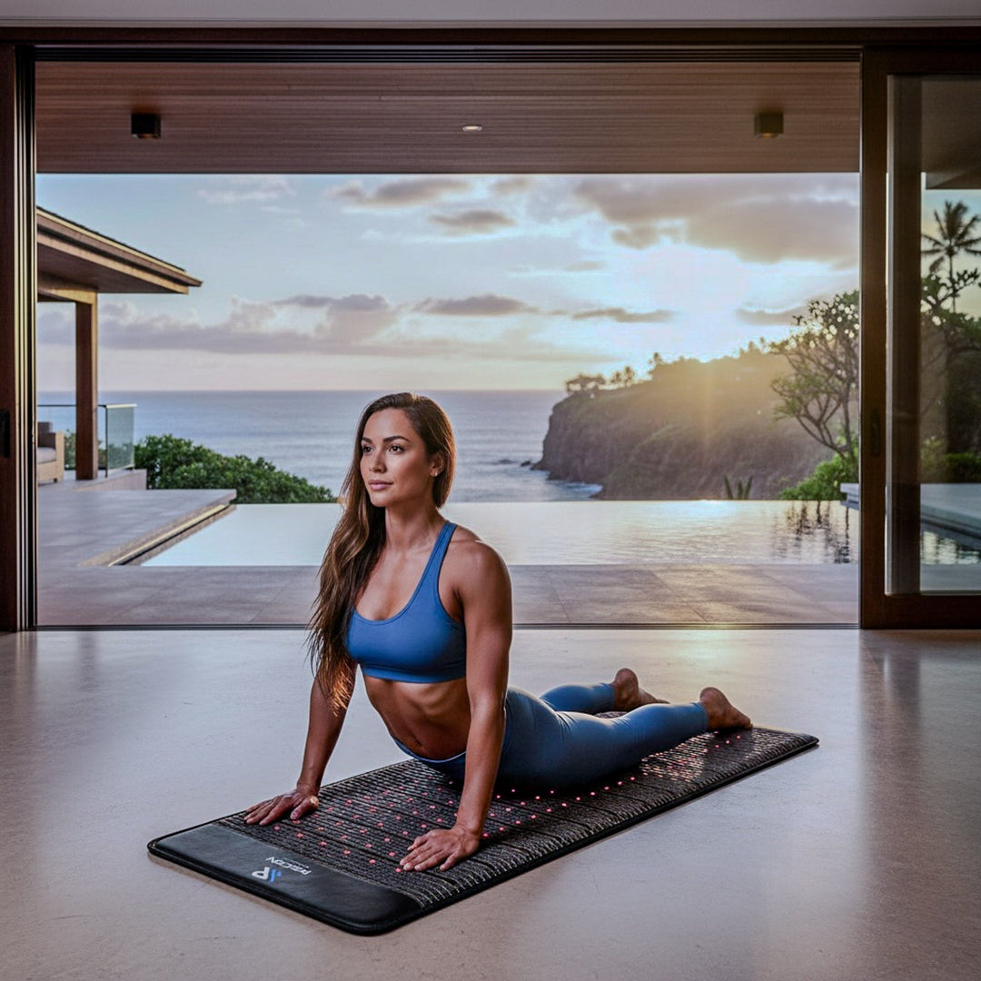 Woman Stretching on Recon PEMF Renew +