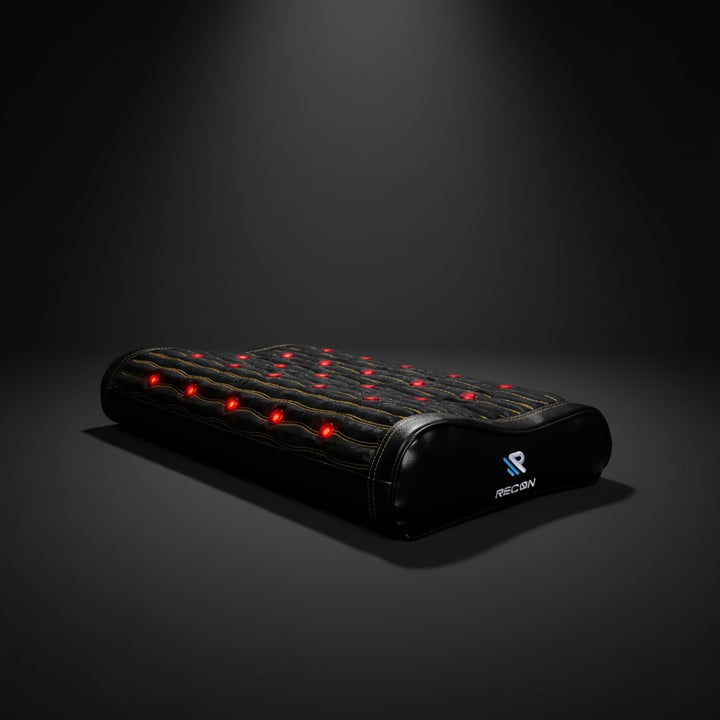 Recon Renew PEMF Red Light pillow with logo
