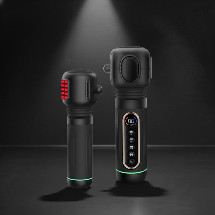 Two black massage devices on a dark background