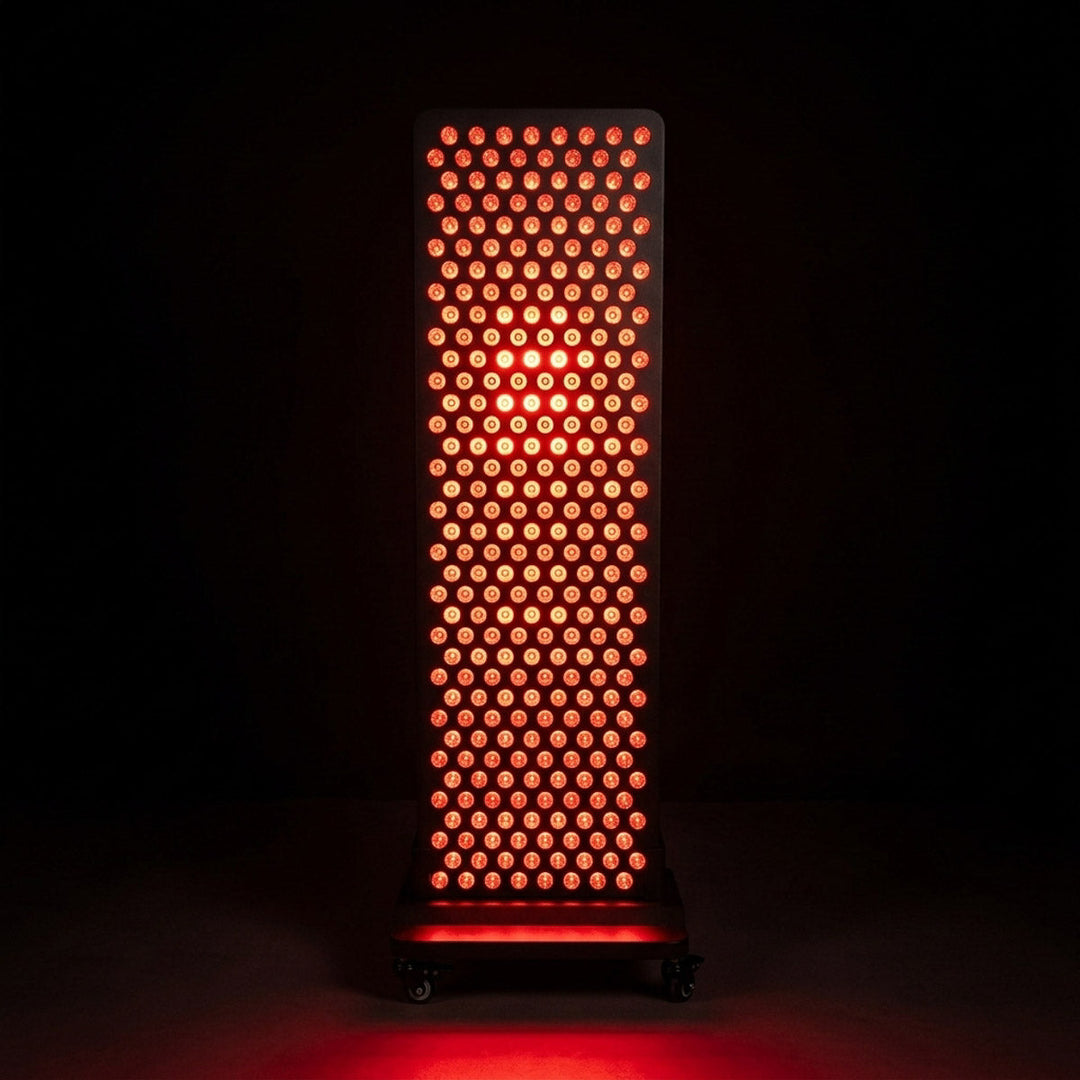 Restore Edge red light therapy panel illuminated