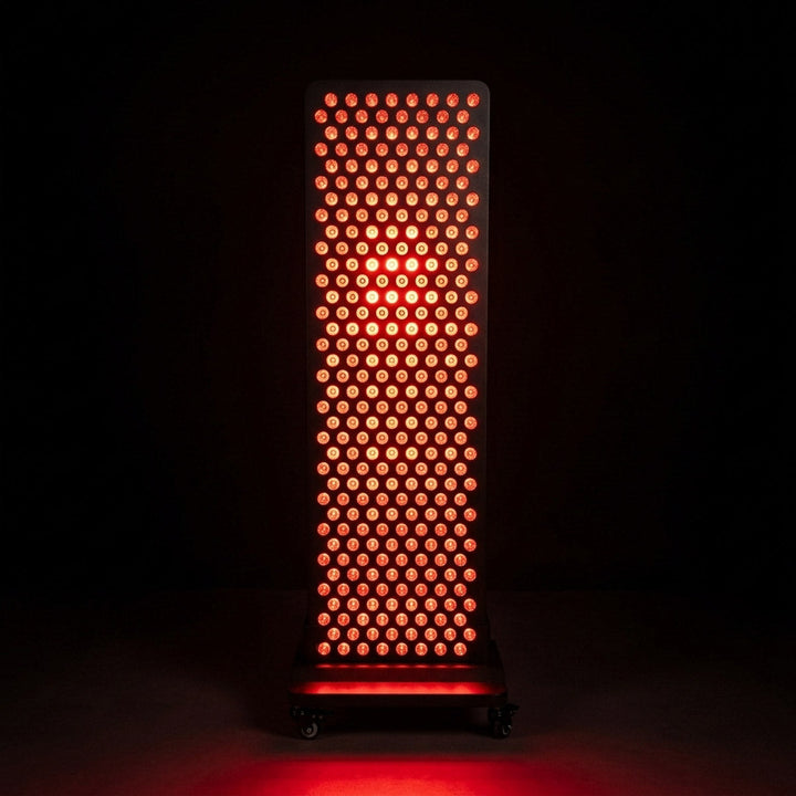 Restore Edge red light therapy panel illuminated