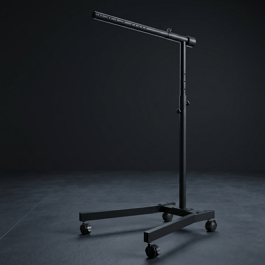 Black adjustable stand on a dark background