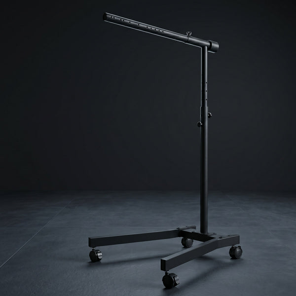 Black adjustable stand on a dark background
