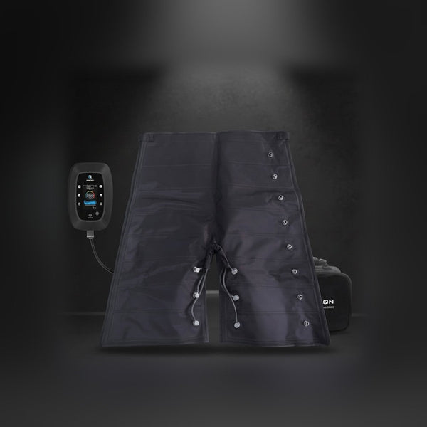 RECON Elite Hip Attachment compression shorts with touchscreen controller and carry bag