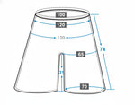 RECON Elite Hip Attachment size guide with waist and thigh measurements in centimeters